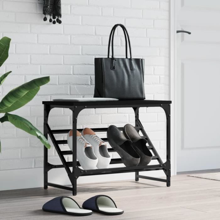 vidaXL Étagère à chaussures noir 60x30x45 cm bois dingénierie 833413