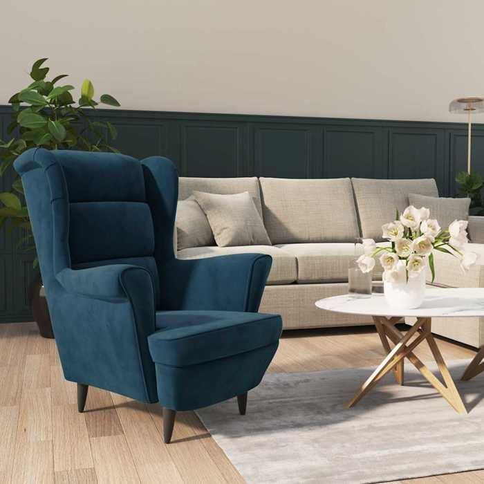 vidaXL Fauteuil bleu velours 324058