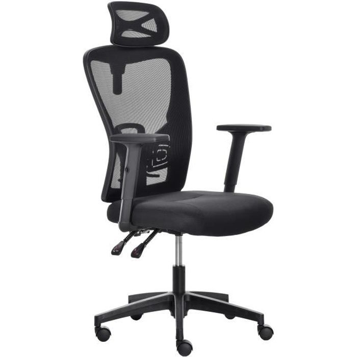 Vinsetto Fauteuil de Bureau Manager Grand Confort Dossier Ergonomique inclinable Hauteur Assise réglable pivotant Tissu Maille Noir