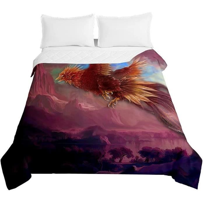 Couvre-lit Matelassé Imprimé Rose Réversible - Microfibre Douce, Taille 230x280 Cm - Pour Lit, Canapé, Décoration Chambre