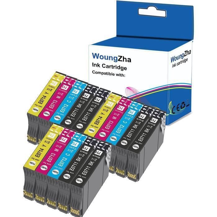 Lot De 12 Cartouches D'encre Compatibles EPSON T0711-T0715 - Non-OEM, Multicolores, Neuf