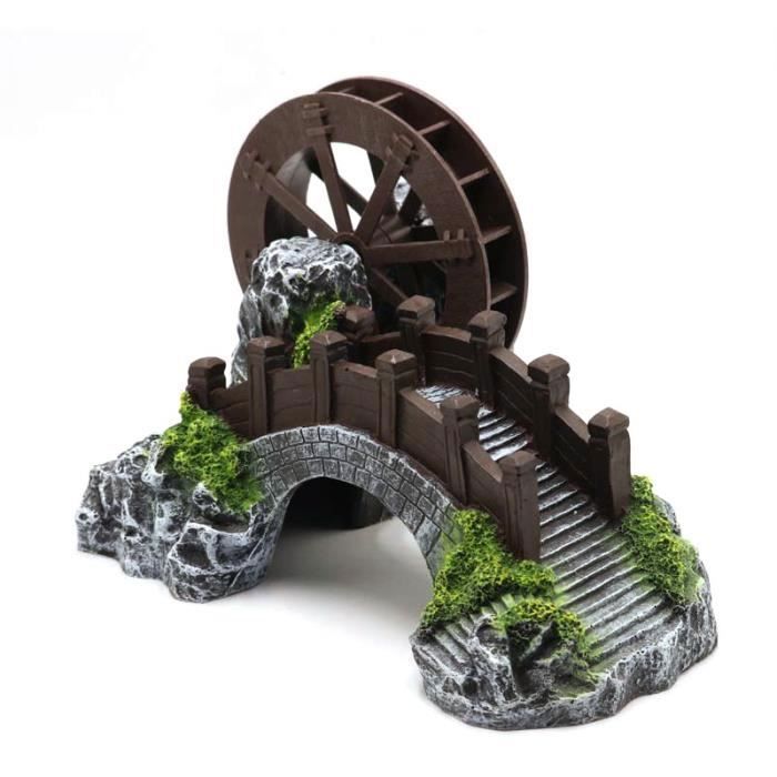 Meilleurs prix pour Ornement d'aquarium - Artificiel Résine Aquariums Roue à eau de Moulin à vent Ornement Aménagement Paysager Décor