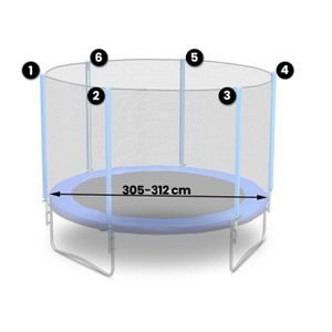 Toile De Saut 305 Cm Pour Trampoline – Ø259 Cm, 60 Ressorts 14,5 Cm, Polypropylène, Sécurité TUV/GS, Garantie 2 Ans