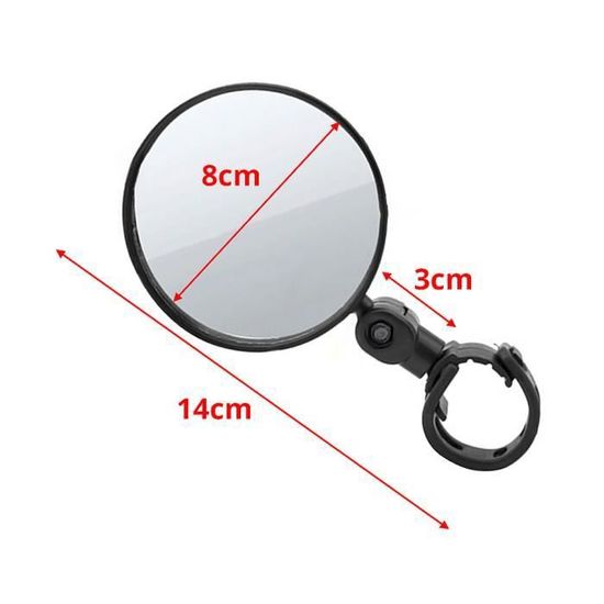 FOUTP Lot De 2 Rétroviseurs De Vélo – Convexes, Noir 8 Cm, Montage Sur Guidon 15-35 Mm – VTT, Route, Scooter