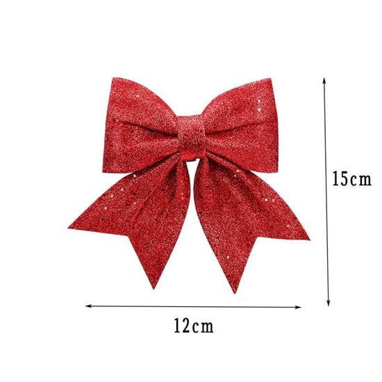 2 Pcs Nœud de Noël, Couronnes Rouges, Grand Nœud de Sapin de Noël, Nœuds à Paillettes, Nœuds Décoratifs de Noël pour Décoration d'Ornement de Maison, Fête de Noël, 9.8 x 11.8 Po