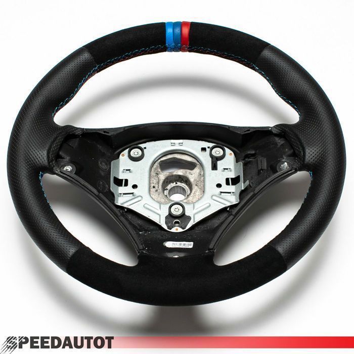 Volant Sport BMW Cuir Alcantara Bleu Diamètre 350mm Compatible E87 E90 Etc. - Occasion Excellent