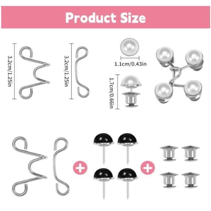 RichLuck Lot De 4 Paires D'épingles à Boutons Pour Jeans, Argent Et Doré, Boutons Réglables Et Amovibles Pour Pantalons, Sans Couture Et Sans Outils