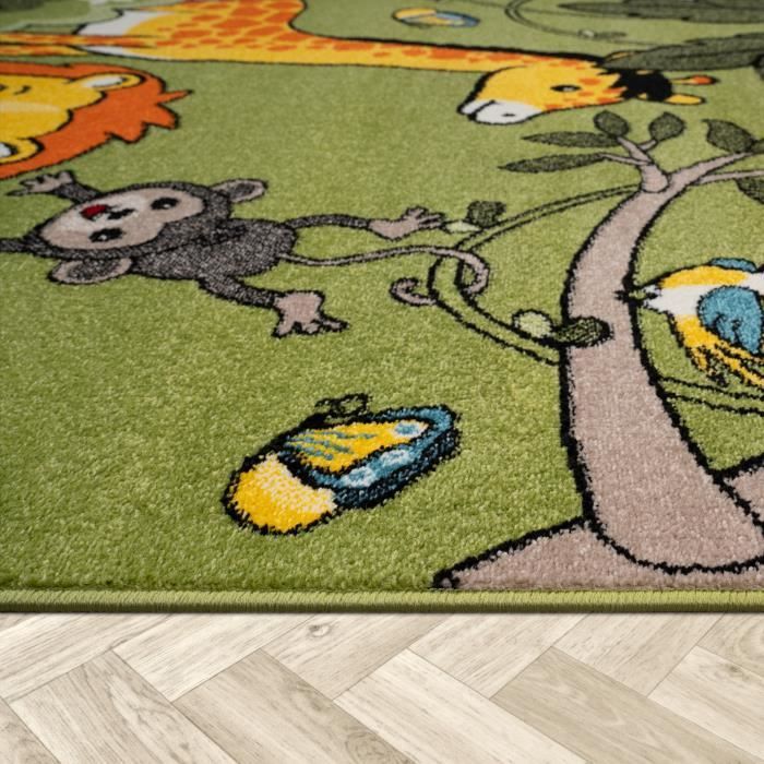 Paco Home Tapis pour Enfant Jungle Animaux Vert, Dimension:80x150 cm