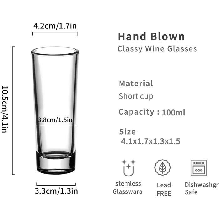 Verre shot, shooter glass de 12 pièces 10 cl, verres à liqueur sans plomb,  forme shot convient lave-vaisselle et micro-ondes - 100 - Cdiscount Maison