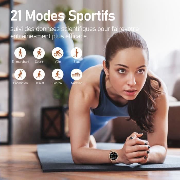 Montre Connectée Femme avec Appel Bluetooth 1,32'' Intelligent Smartwatch  Sport Lecteur de Musique SpO2 pour Android iOS Or - Cdiscount Téléphonie
