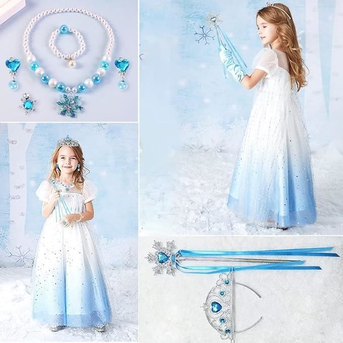 Robe de princesse pour filles, costume Elsa, robe pour enfants filles avec  couronnes, pour Noël, Halloween, cosplay,taille 120 Blanc - Cdiscount  Prêt-à-Porter