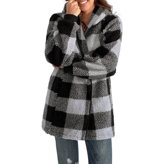 Manteau Femme Veste Epaisse A Carreaux Femme Veste Carreaux Femme