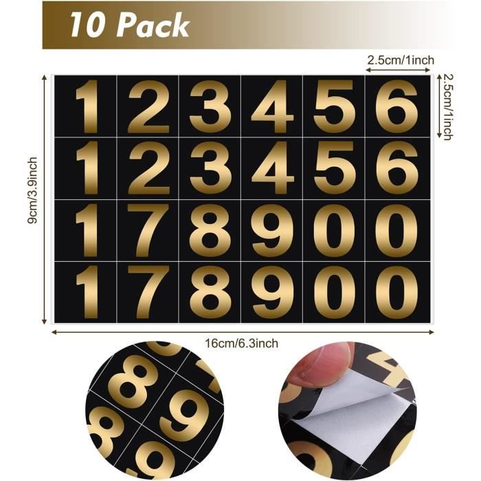 Lot De 78 Autocollants Lettres Dorées Grand Format - Pour Boîte Aux Lettres, Porte, Vitrine - Vinyle Facile à Décoller