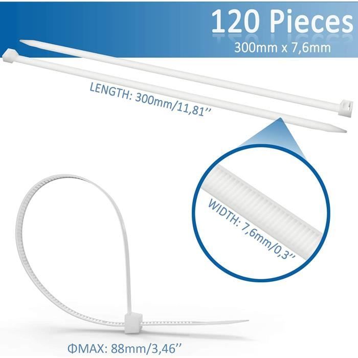 120 Pcs Attache Cable Adhesif Blanc, Collier de Serrage (150mm x 3.6 mm) +  Embases Supports Auto-Adhésifs (23mm), Avec des Vis[501] - Cdiscount  Bricolage
