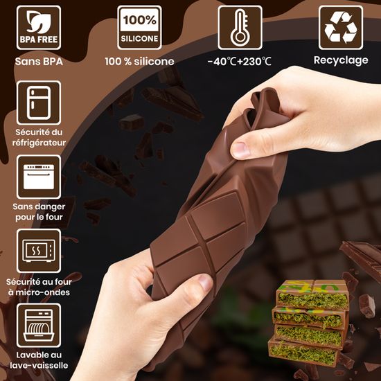YXHZVON Moules à Chocolat en Silicone, 2 Pièces Moule Tablette Chocolat de 6 Cavités, Moule Cake