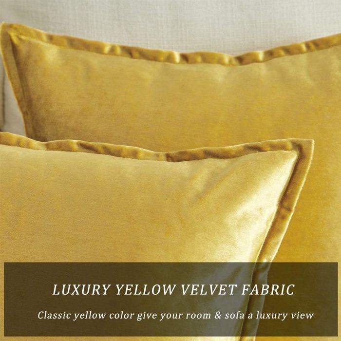 Lot De 4 Housses Coussin 40x40 Cm - Tissu Coton/Lin - Fermeture Éclair Cachée - Décor Canapé, Salon - Jaune Noir Blanc - 9