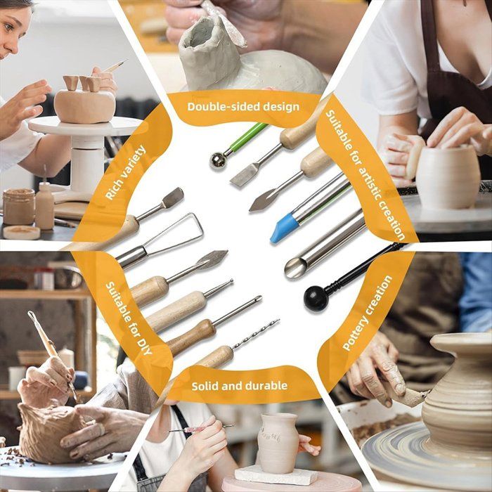 Kit D'outils Sculpture Argile 36 Pièces - Pour Modelage, Céramique, Détails, En Bois, Silicone Et Acier