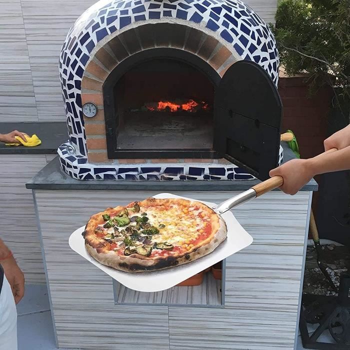 Pelle à Pizza 12 Pouces Perforée – Poignée Amovible 110 Cm – Alliage Aluminium – Pour Four, Grill, Pain, Tarte