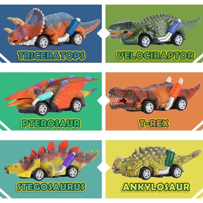Voiture de jouet, poussette de dinosaure pour enfants, cadeau pour bébé,  équipe de dinosaure à tirer, paquet de 6 - Cdiscount Jeux - Jouets