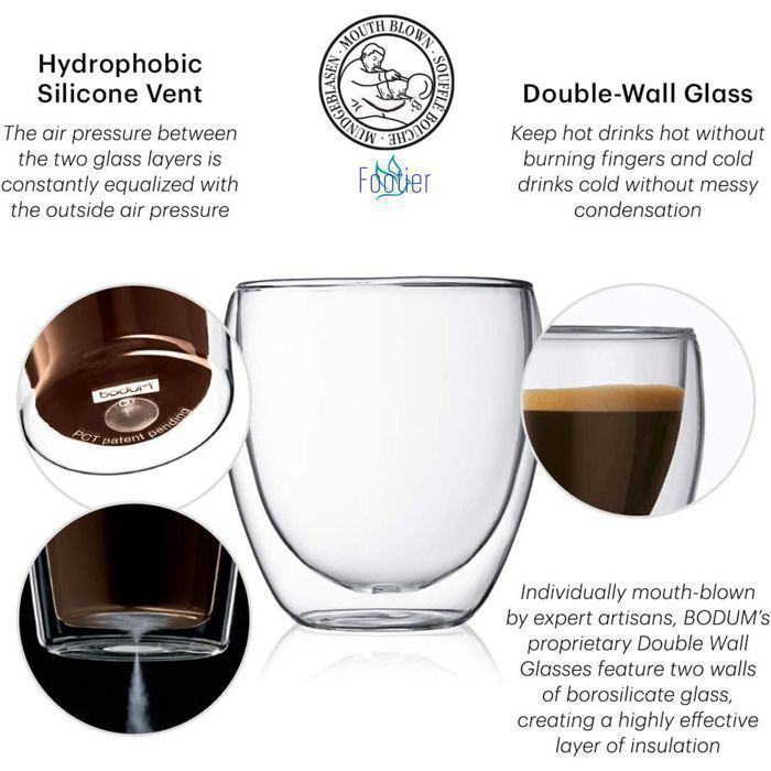 Creano Verres à Expresso à Double Paroi Avec Anse, Lot De 6 100 Ml, Tasses à Moka, Verres Thermiques à Effet Flottant