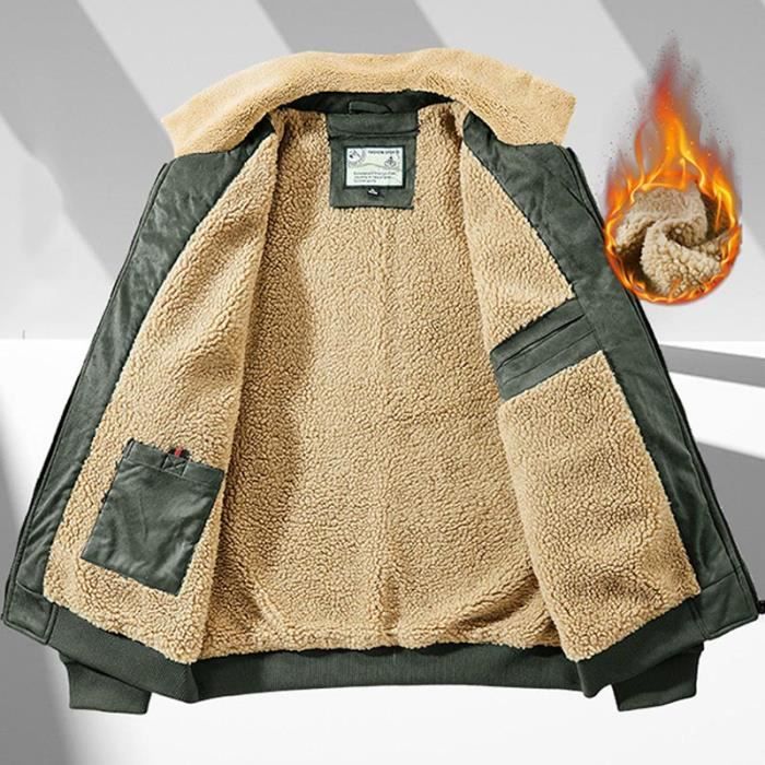 Veste D'hiver Homme Style Rétro Western - Polaire Doublée Sherpa, Coupe-vent, Poches Multiples - Couleurs Disponibles