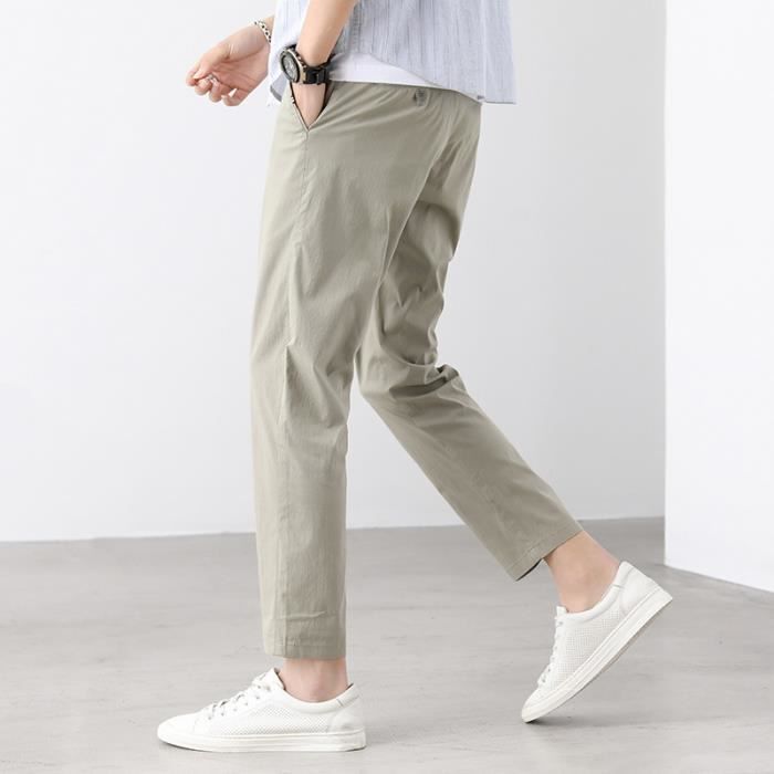 Pantalon Homme Ete Gu00e9nu00e9rique Sarouel Lin Homme Pantalon Court En Lin Pantalon De Plage Homme Pantalon De Yoga D 663062 Pantalon Homme Lin - 4