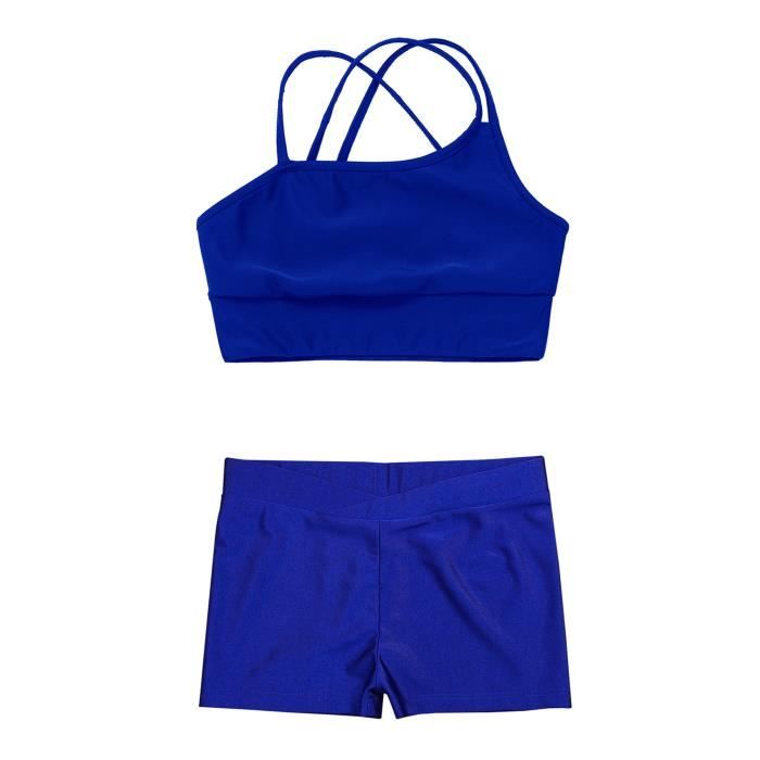 Débardeur Danse IEFIEL Fille - Crop Top Cuir & Bretelles - Sport, Gymnastique, Plage - Taille 4-14 Ans
