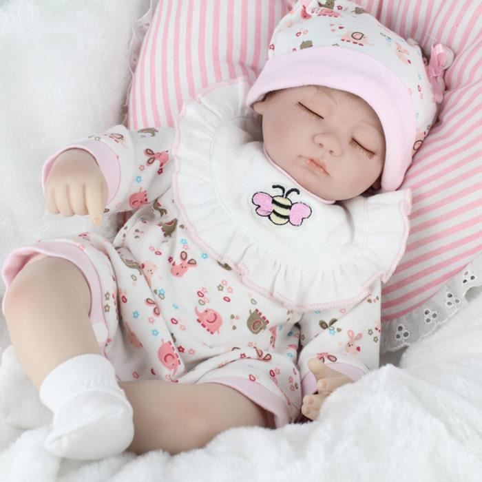 SALALIS poupée bébé fille Poupée simulée bébé fille en Silicone souple,  excellente jeux poupee Type de fermeture des yeux