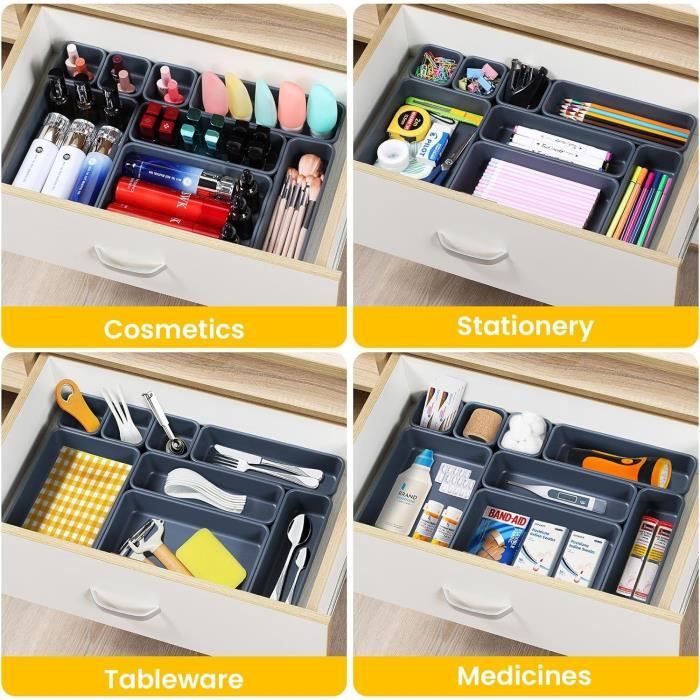 8 Pièce Rangement Tiroir Cuisine, Plastique Organisateur Tiroir Bureau ...