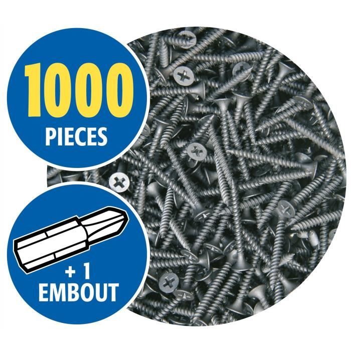 Vis plaques de plâtre acier zingué noir 35mm 1000 pièces