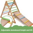 MODERNLUXE Aire de Jeux Intérieur multifonctionnel triangle d'escalade avec toboggan et arche d'escalade, en bois-3