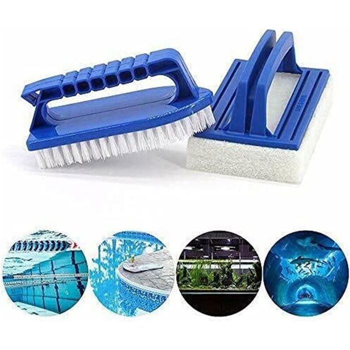 Lot De 3 Brosses à éponge Pour Piscine – Avec Manche Et Tampons Remplaçables – Pour Nettoyer Lignes D’eau, Parois, Spas - 2
