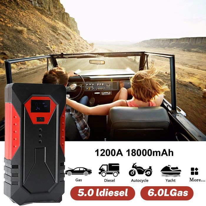 AsperX Booster Batterie Voiture 2000A, Chargeur Batterie Voiture 12V Portable (Jusqu'à 8,0L Gaz AsperX Booster Batterie Voiture 2000A, Chargeur Batterie Voiture 12V Portable (Jusqu'à 8,0L Gaz