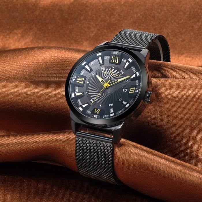 Montre Homme Grands Chiffres – Cadran Blanc Argenté – Bracelet Acier Élastique – Budget Beauté