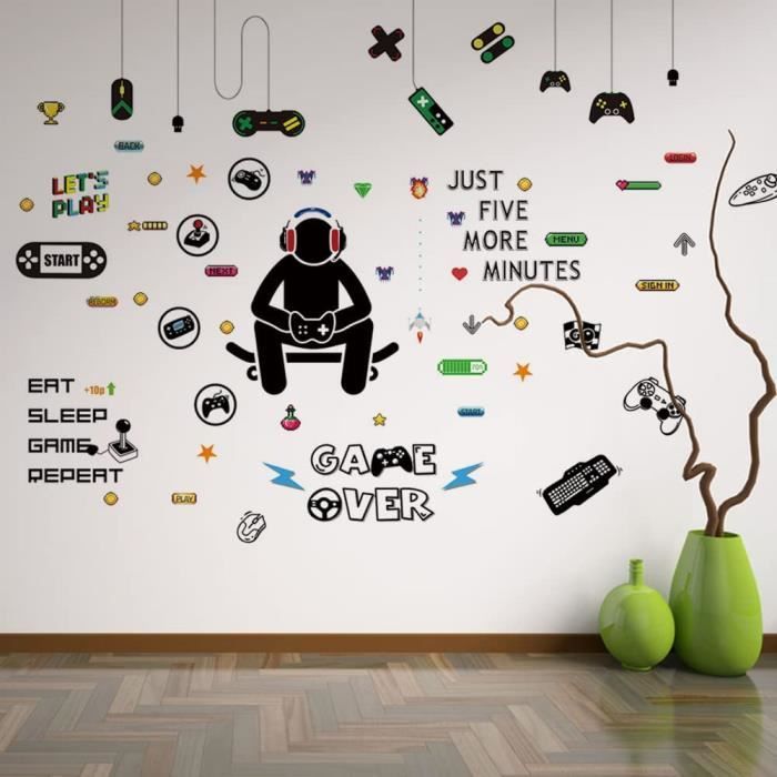 3D Stickers Muraux Gamer Zone des Joueurs du Jeu,3d Autocollants Muraux de  Salon Poster Enfants Ado Garcon,Deco Sticks Chambre A468 - Cdiscount Maison