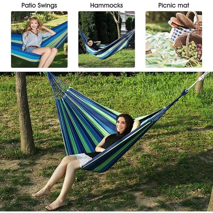 Hamac filet, de jardin pour une personne, camping, léger pour intérieur et extérieur,vert, Relaxdays | Leroy Merlin