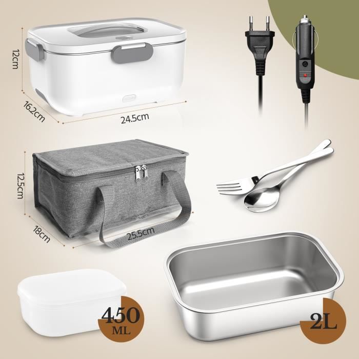 Boîte à déjeuner électrique 1,5 L 60W, chauffe-aliments Portable pour voiture ou maison, anti-fuite, chauffage du déjeuner, micro-ondes pour camions  6