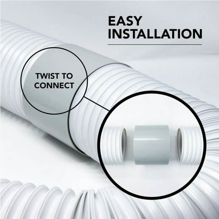 Adaptateur/Rallonge Pour Tuyau De Climatiseur Portable - Coupleur Universel ABS Gris, 130 Ou 150 Mm - 7