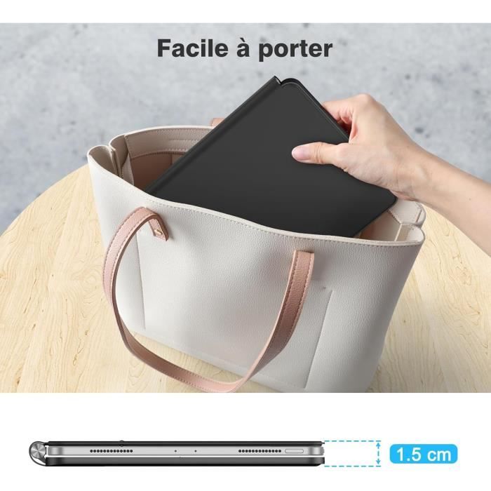 Clavier Magnétique AZERTY Avec Touchpad Pour IPad Air 11 M2/M3 & Pro 11 - TECURS Étui Clavier Bluetooth Rétroéclairé Noir