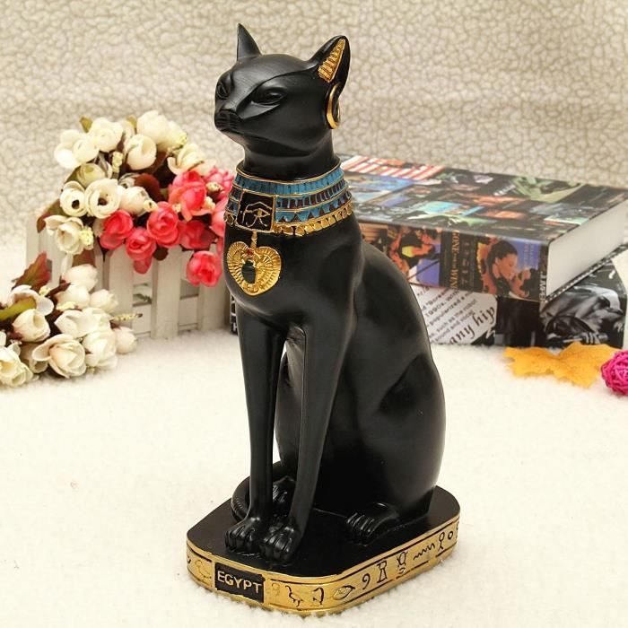 Statuette Chat égyptienne, Sculpture En Résine De Chat égyptien, 22cm, Décoration Noir, Collection