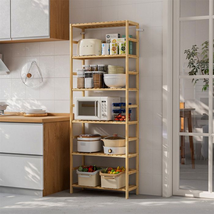 Etagere Salle Bain Bambou Étagère Salle De Bain FOREHILL Bambou 6 Niveaux - 161x60x26cm Blanc Etagere Rangement