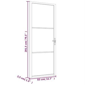 Drfeify Porte intérieure 93x201,5 cm Noir Verre mat et aluminium XA288