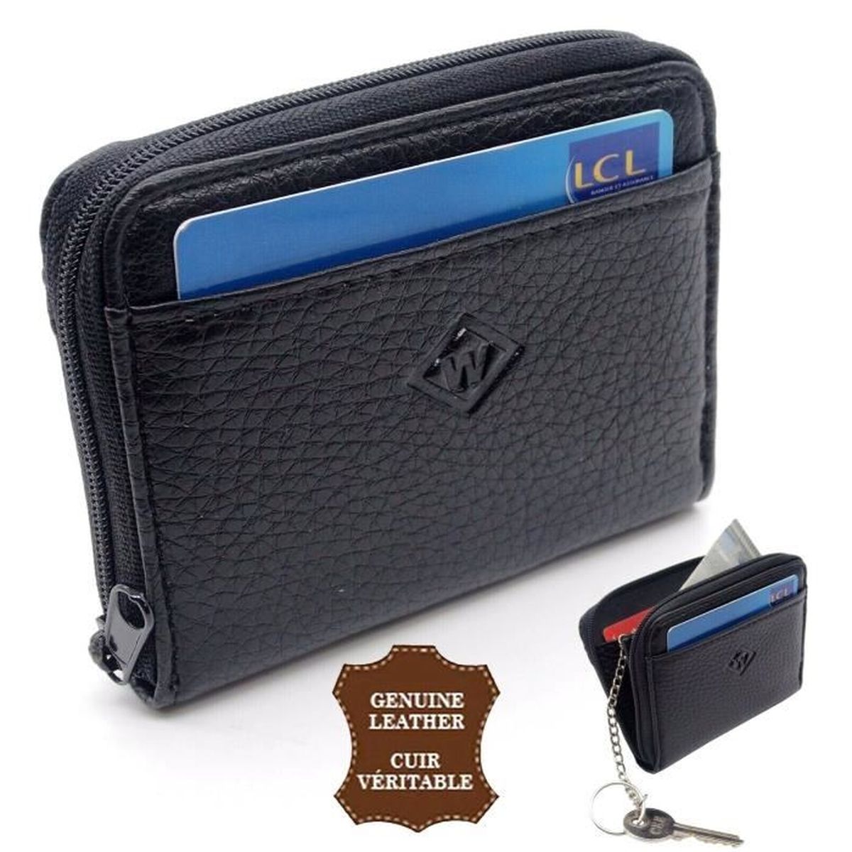Porte-monnaie Homme Femme en Véritable Cuir Couleurs aux Choix