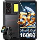 Oukitel WP300 Smartphone Robuste 36Go + 512Go 6.8" 120Hz 16000mAh 108MP Modulaire Oreillette détachable/Lumière de Camping - Noir