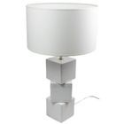 Lampe à poser - COREP - Modèle Cubes - Céramique blanche - Abat-jour en tissu - 57 cm de hauteur
