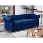 VENTE-UNIQUE Canapé 3 places CHESTERFIELD - Velours bleu roi - Style classique intemporel - Confort moelleux