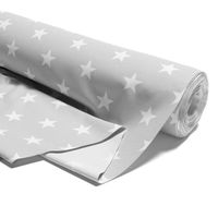 Tissu vendu au mètre, 100 % coton 1 M, pour la couture Étoiles blanches sur gris