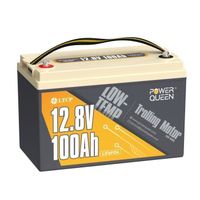 Power Queen Batterie Lithium LiFePO4 -12V 100Ah LTCP - 1280Wh - BMS 100A - à basse température - 4000+ Cycles- L329*Pl72*H214mm