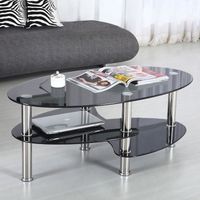 Table de salon / Table basse en verre trempé noir pur / Design à personnalité haute et basse 90*50*43cm