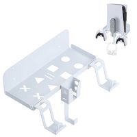 Support Mural PS5, 5 en 1 Porte Murale pour PlayStation 5, Support PS5 pour Casque Console Manette - Blanc